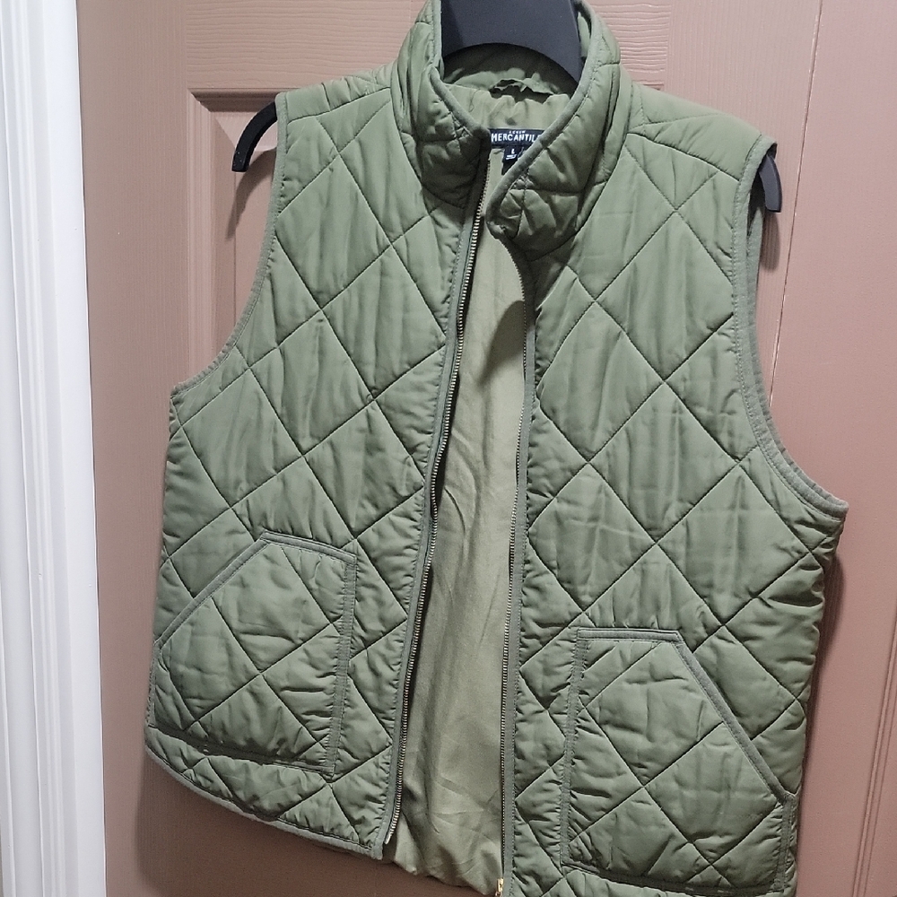 J. Crew Factory Olive Green Quilted Vest